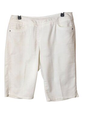 Westbound Womens 14 Bermuda Shorts White Stretch Smooth Tummy Cntrl Fairy Chic